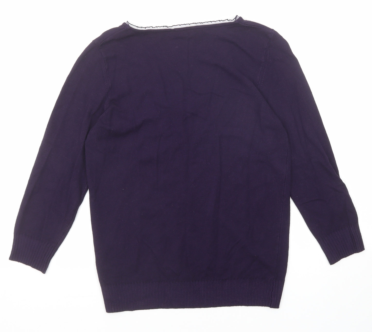 Per Una Womens Purple V-Neck Viscose Pullover Jumper Size 12