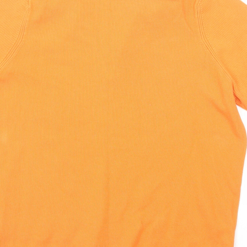 Marks and Spencer Womens Orange Collared Cotton Pullover Jumper Size XL