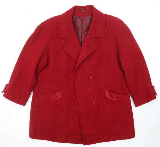 Eleganze Womens Red Overcoat Coat Size 22 Button