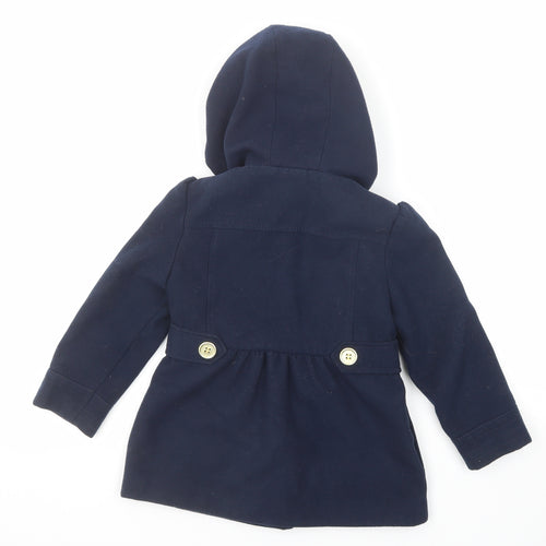 NEXT Girls Blue Pea Coat Coat Size 4-5 Years Button
