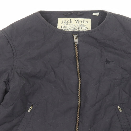 Jack Wills Womens Grey Quilted Jacket Size 12 Zip