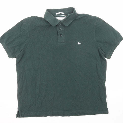 Jack Wills Mens Green Cotton Polo Size M Collared Button