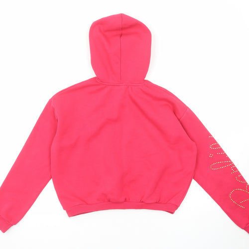 River Island Girls Pink Cotton Pullover Hoodie Size 11-12 Years Pullover - Barbie