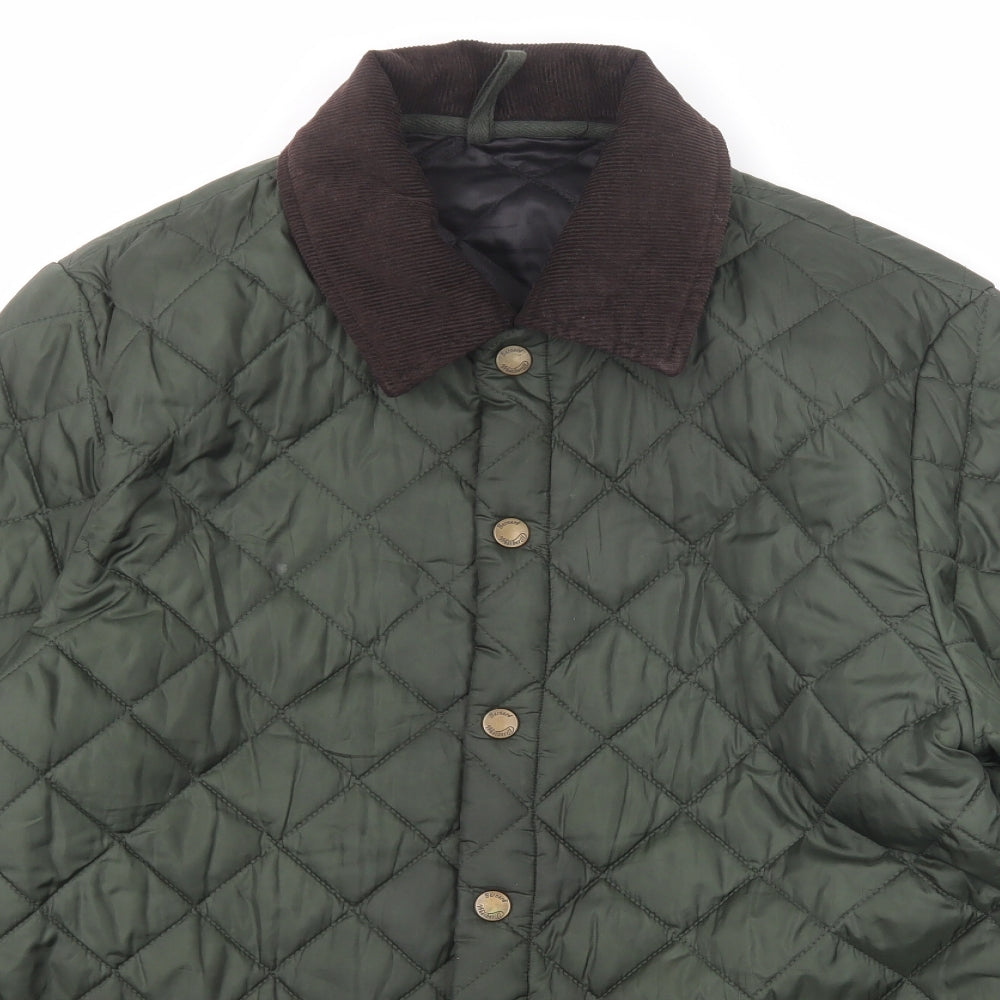 Bernard Weatherhill Mens Green Quilted Jacket Size M Snap