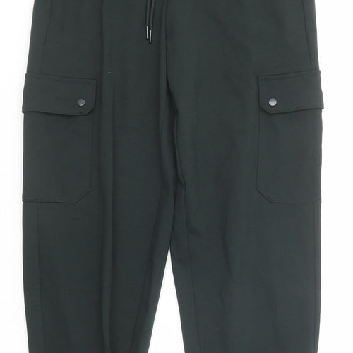 Marks and Spencer Womens Green Polyester Jogger Trousers Size 10 Regular Drawstring - Long Leg