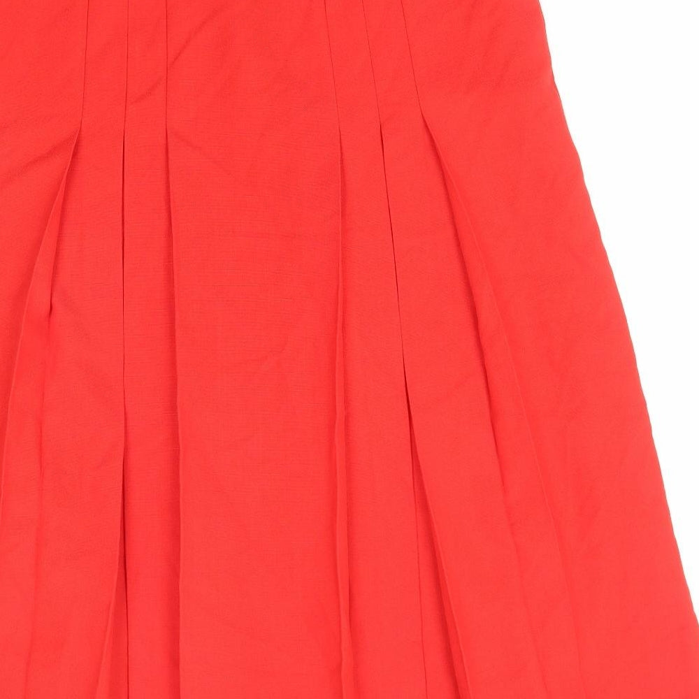 Alexon Womens Red Polyester Pleated Skirt Size 14 Zip