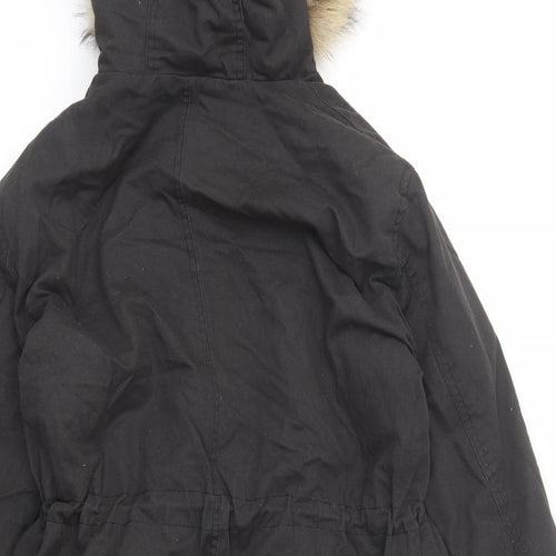 New Look Womens Black Parka Coat Size 12 Zip