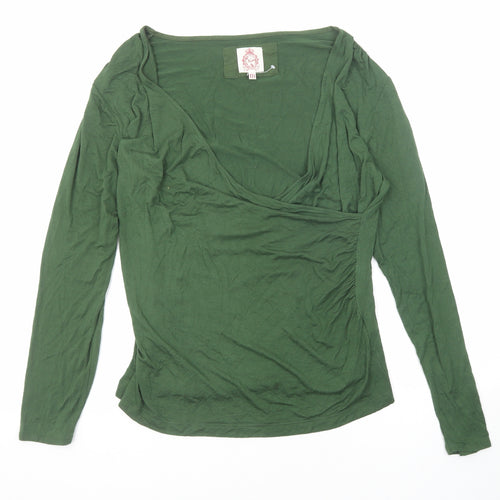 Ness Womens Green Viscose Basic T-Shirt Size M Cowl Neck