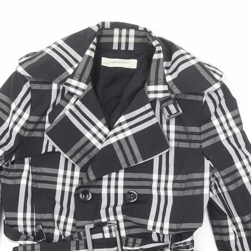 Zara Womens Black Plaid Jacket Size L Button