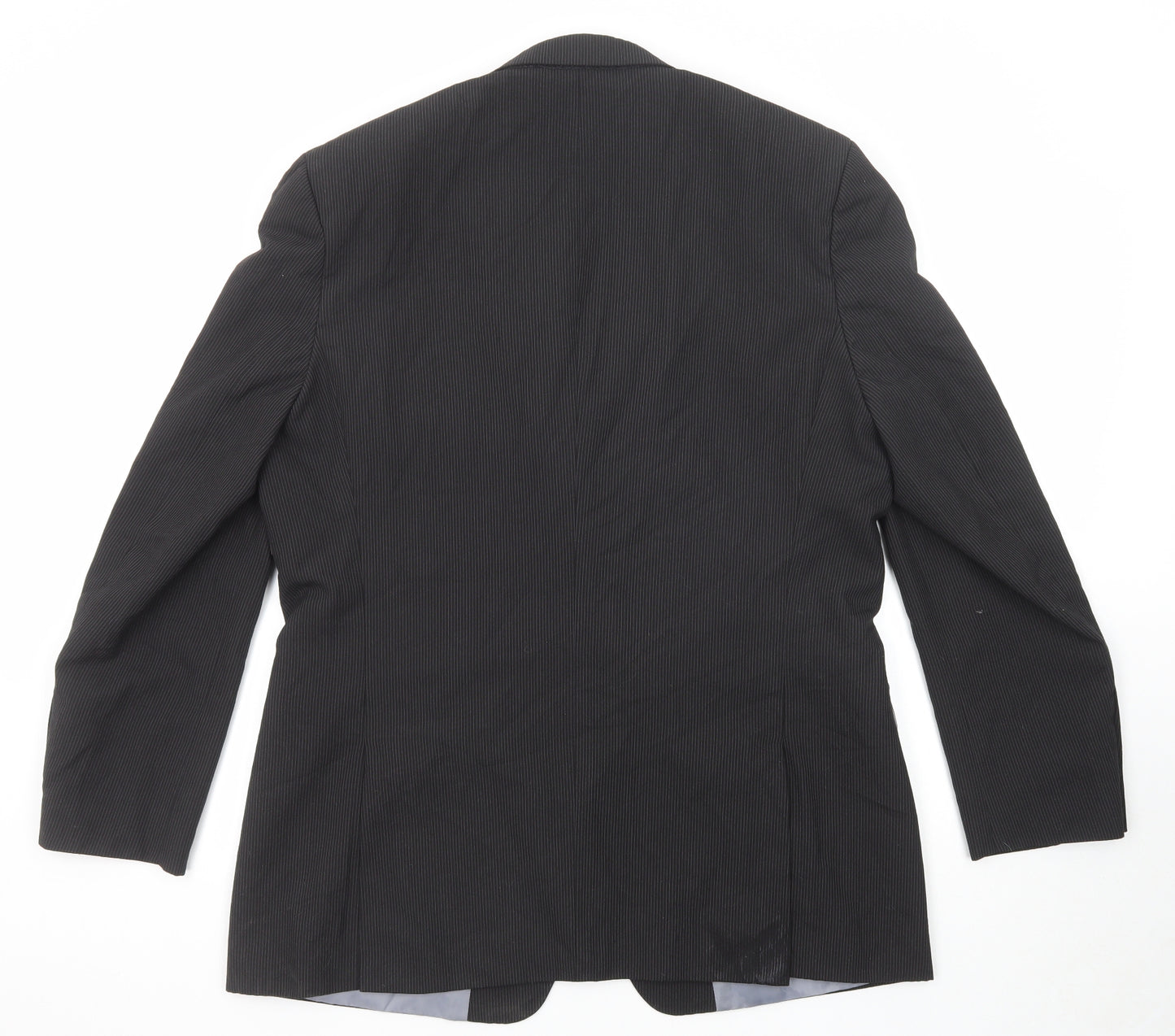 BHS Mens Black Striped Polyester Jacket Suit Jacket Size 44 Regular
