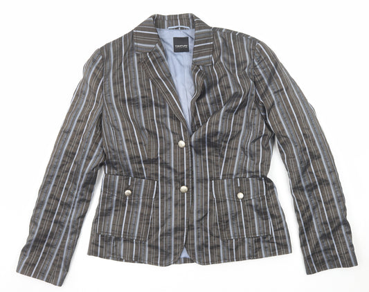 Taifun Womens Grey Striped Polyester Jacket Suit Jacket Size 14