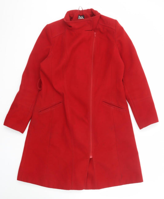 Debenhams Womens Red Overcoat Coat Size 14 Button