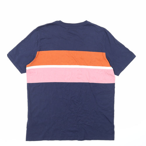 Ted Baker Mens Blue Colourblock Cotton T-Shirt Size L Round Neck