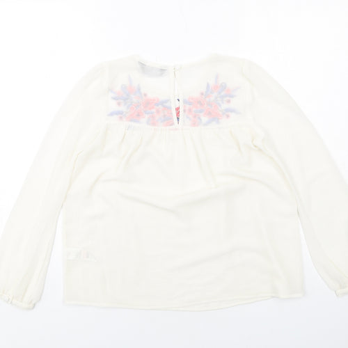 Dorothy Perkins Womens Ivory Polyester Basic Blouse Size 6 Boat Neck - Flower Motif
