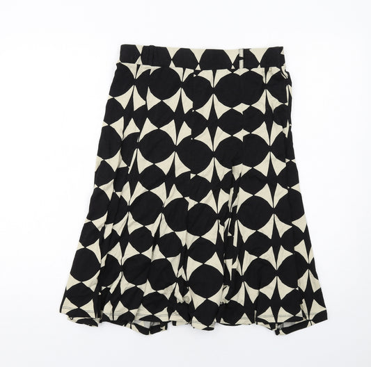 Marks and Spencer Womens Black Geometric Viscose Swing Skirt Size 12