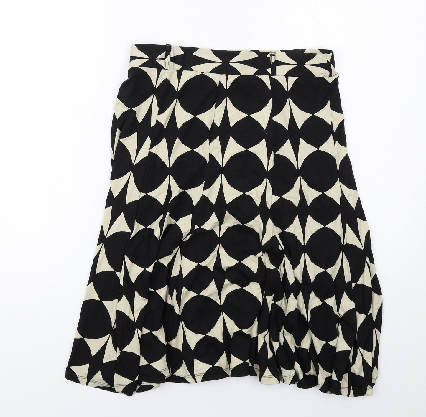 Marks and Spencer Womens Black Geometric Viscose Swing Skirt Size 12