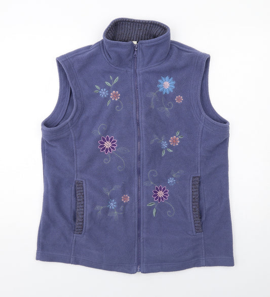 Damart Womens Blue Floral Jacket Size 18 Zip