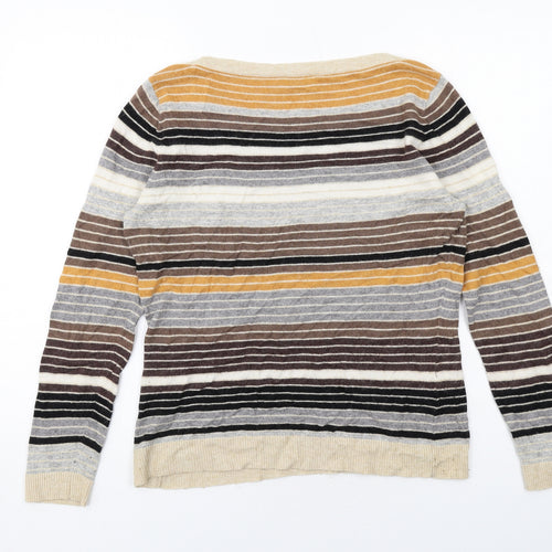 CC Womens Multicoloured Round Neck Striped Cotton Pullover Jumper Size M