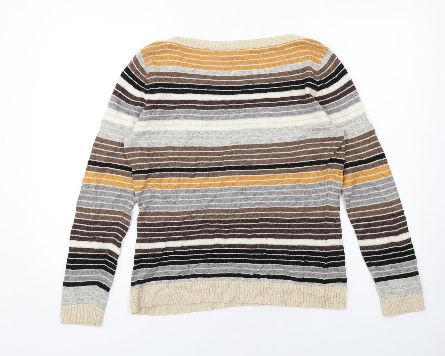 CC Womens Multicoloured Round Neck Striped Cotton Pullover Jumper Size M
