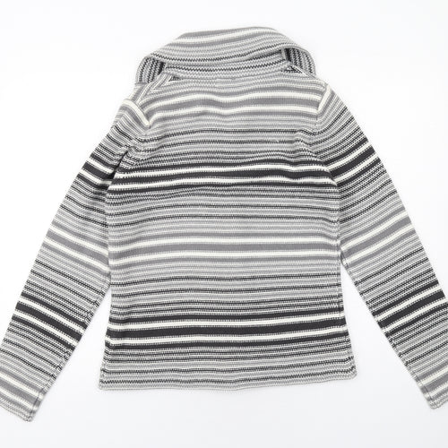 EWM Womens Grey Collared Striped Acrylic Cardigan Jumper Size 10 - Size 10-12