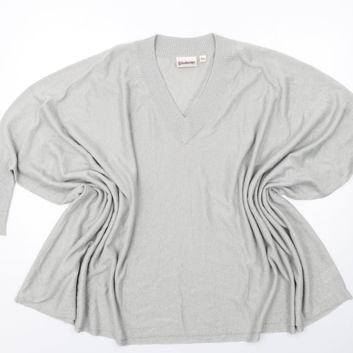 Kaleidoscope Womens Grey V-Neck Acrylic Pullover Jumper Size M - Size M-L