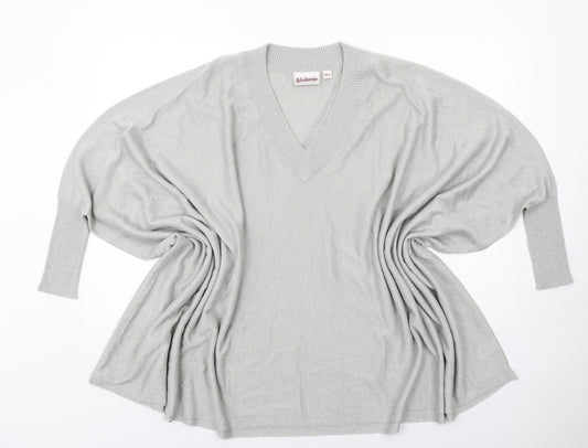 Kaleidoscope Womens Grey V-Neck Acrylic Pullover Jumper Size M - Size M-L