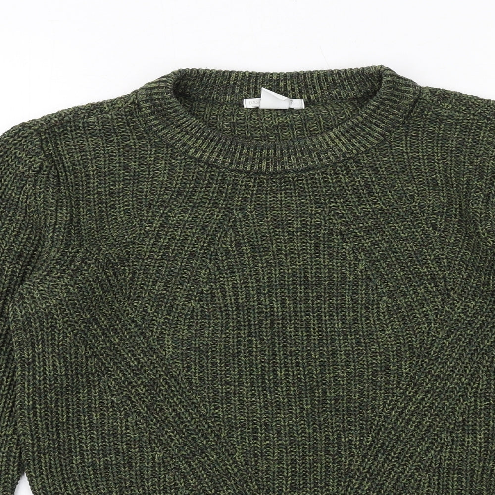 H&M Womens Green Round Neck Acrylic Pullover Jumper Size XS