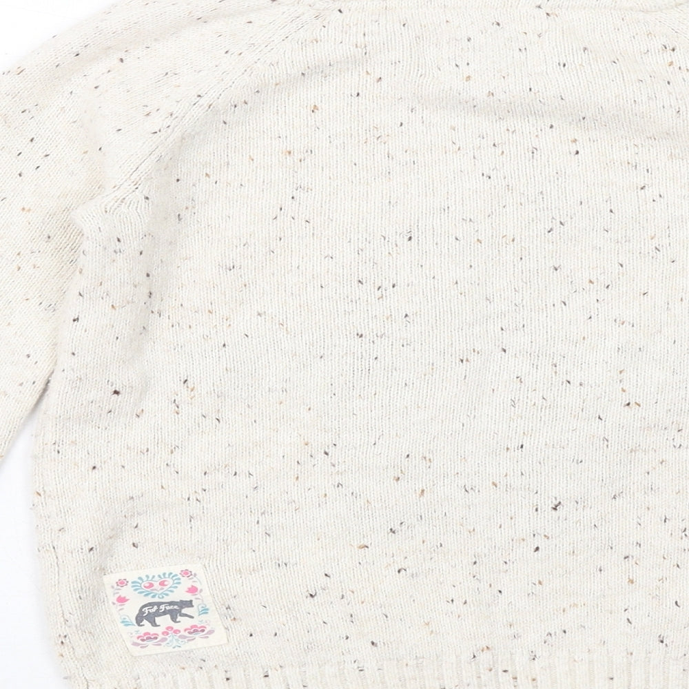 Fat Face Girls Ivory Round Neck Cotton Pullover Jumper Size 8-9 Years Pullover - Penguin