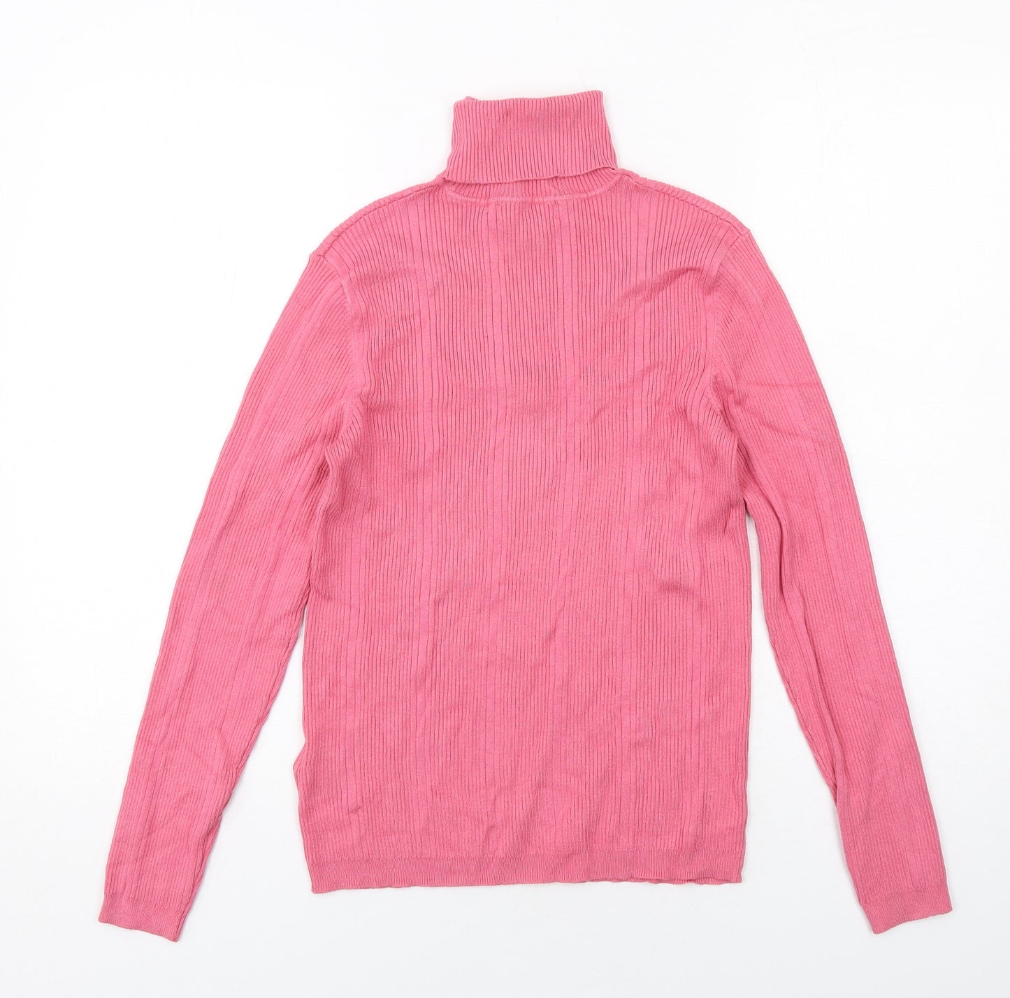 Marks and Spencer Womens Pink Roll Neck Viscose Pullover Jumper Size 10