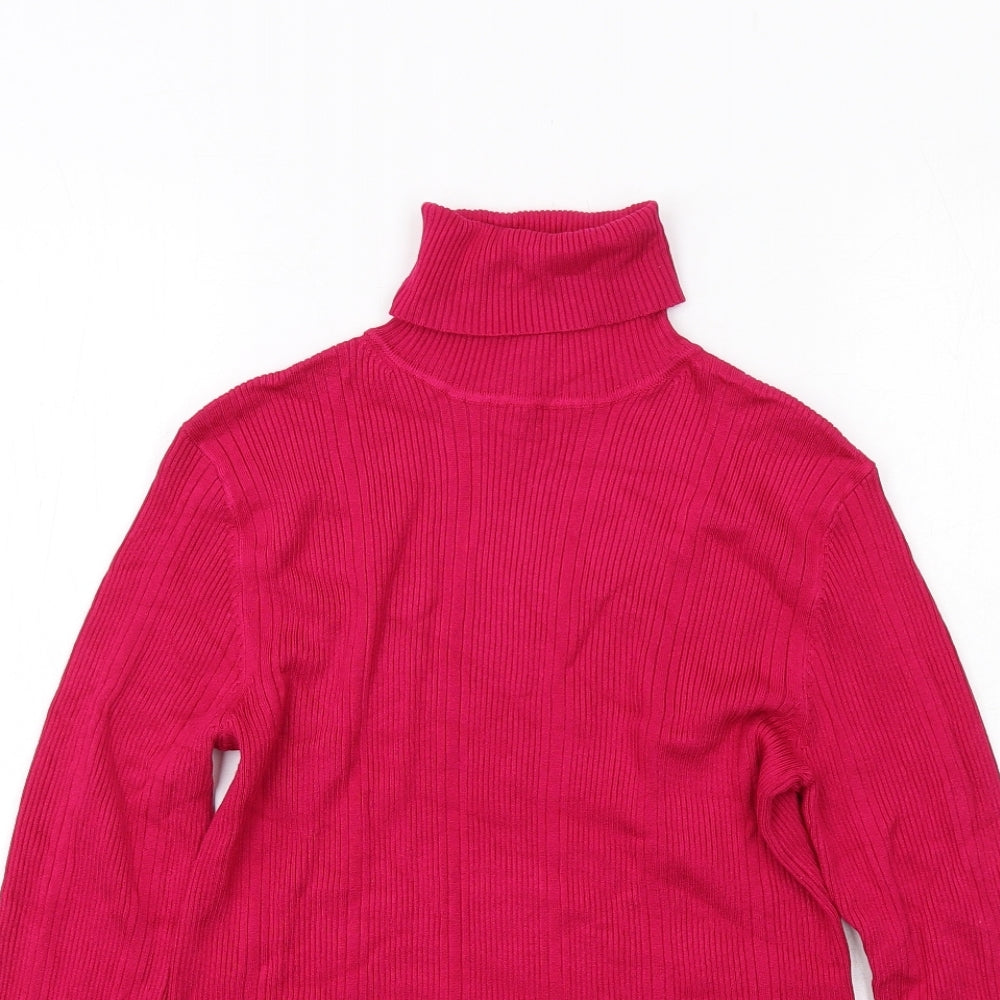 Marks and Spencer Womens Pink Roll Neck Viscose Pullover Jumper Size 10