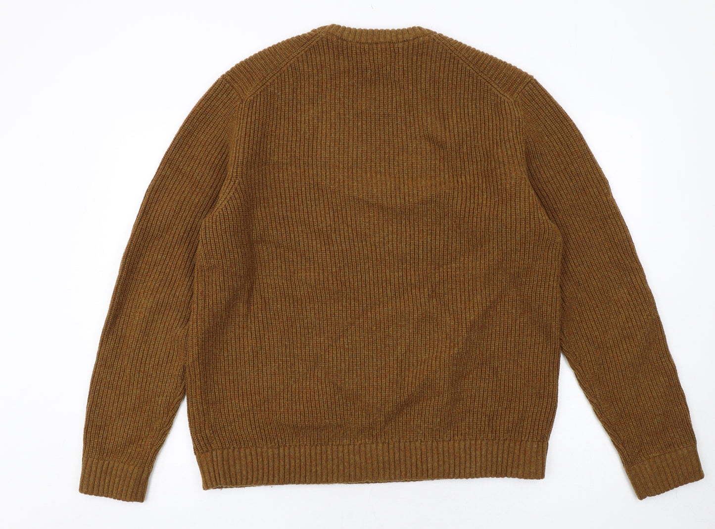 Marks and Spencer Mens Brown Round Neck Wool Pullover Jumper Size XL Long Sleeve