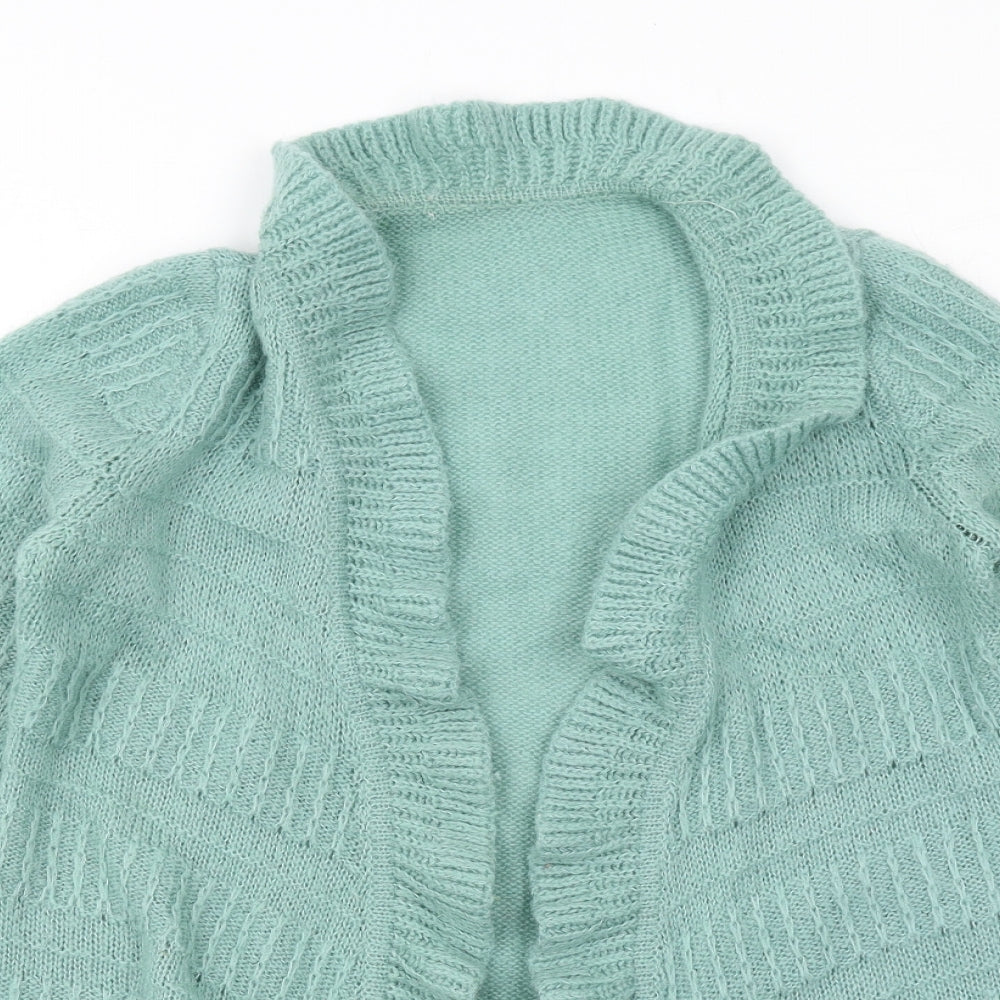 Marks and Spencer Womens Green V-Neck Acrylic Cardigan Jumper Size 12
