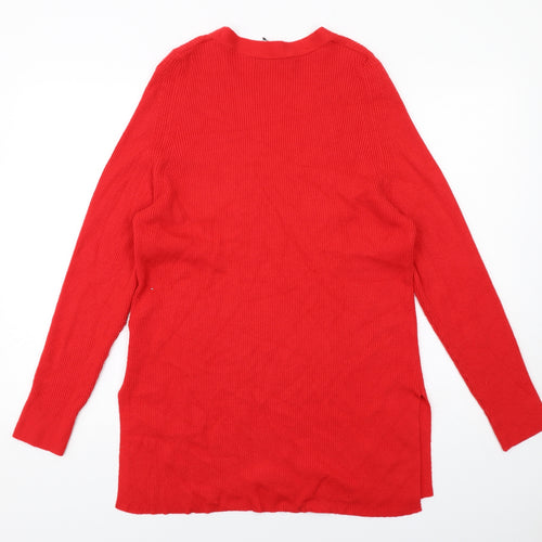 Marks and Spencer Womens Red V-Neck Viscose Pullover Jumper Size 12