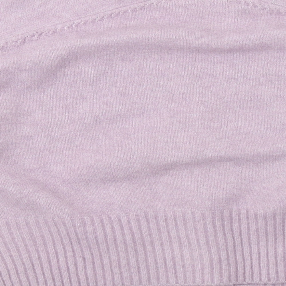 H&M Womens Purple V-Neck Acrylic Cardigan Jumper Size M