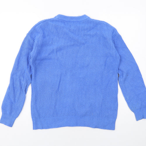 John Lewis Womens Blue Round Neck Nylon Pullover Jumper Size 8