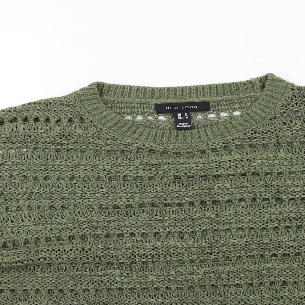 New Look Womens Green Round Neck Acrylic Pullover Jumper Size M