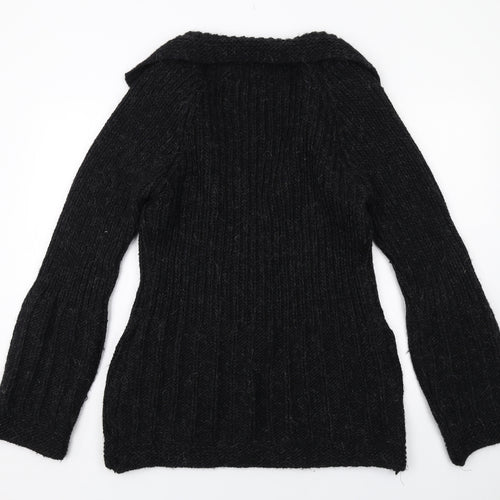 Long Tall Sally Womens Black V-Neck Wool Cardigan Jumper Size 14
