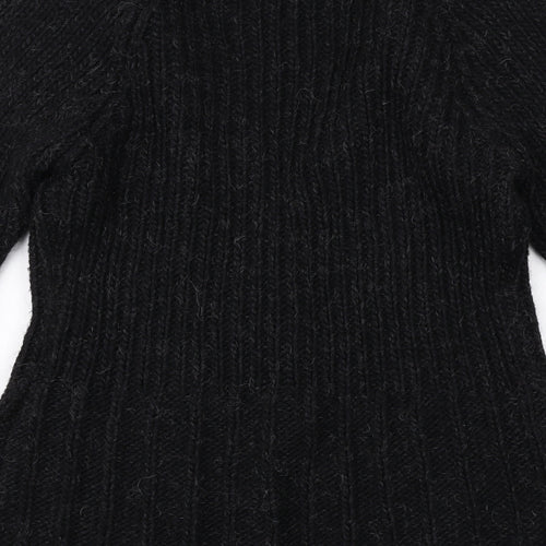 Long Tall Sally Womens Black V-Neck Wool Cardigan Jumper Size 14