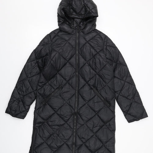 Marks and Spencer Girls Black Quilted Coat Size 11-12 Years Zip