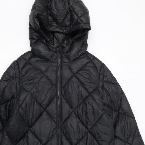 Marks and Spencer Girls Black Quilted Coat Size 11-12 Years Zip