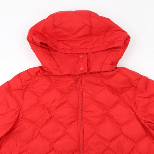 Marks and Spencer Womens Red Quilted Jacket Size 18 Zip