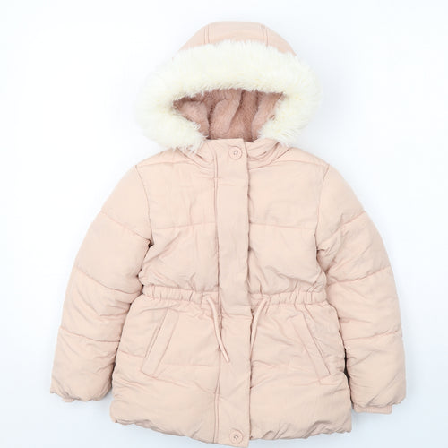 Marks and Spencer Girls Pink Puffer Jacket Jacket Size 5-6 Years Zip