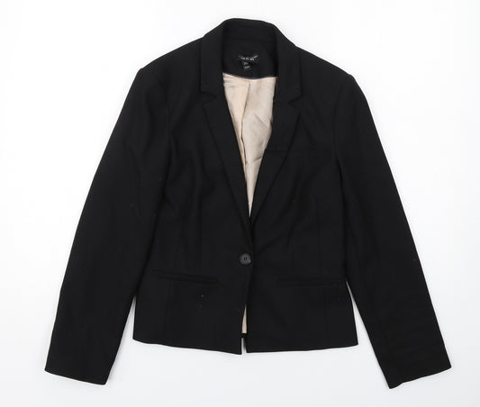 Topshop Womens Black Polyester Jacket Suit Jacket Size 10