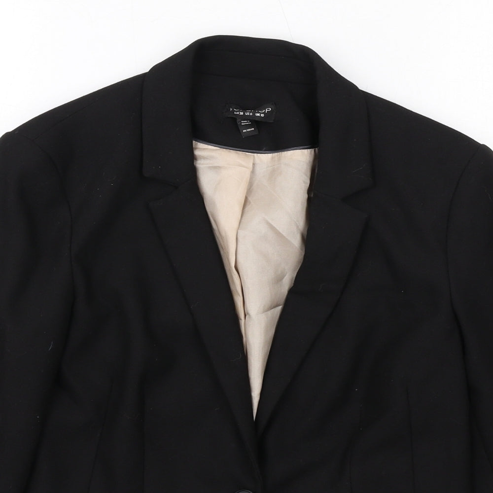 Topshop Womens Black Polyester Jacket Suit Jacket Size 10