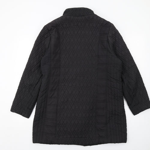 TIGI Womens Black Quilted Coat Size 14 Zip
