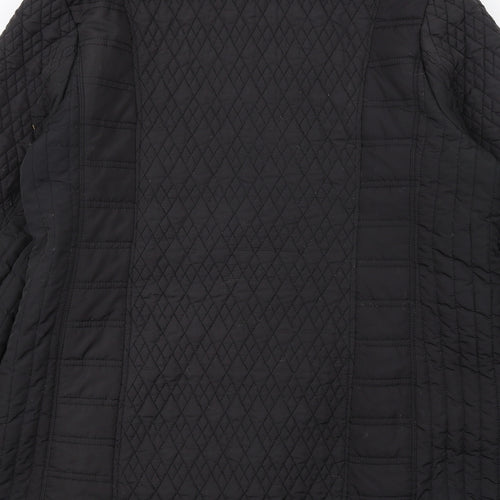 TIGI Womens Black Quilted Coat Size 14 Zip
