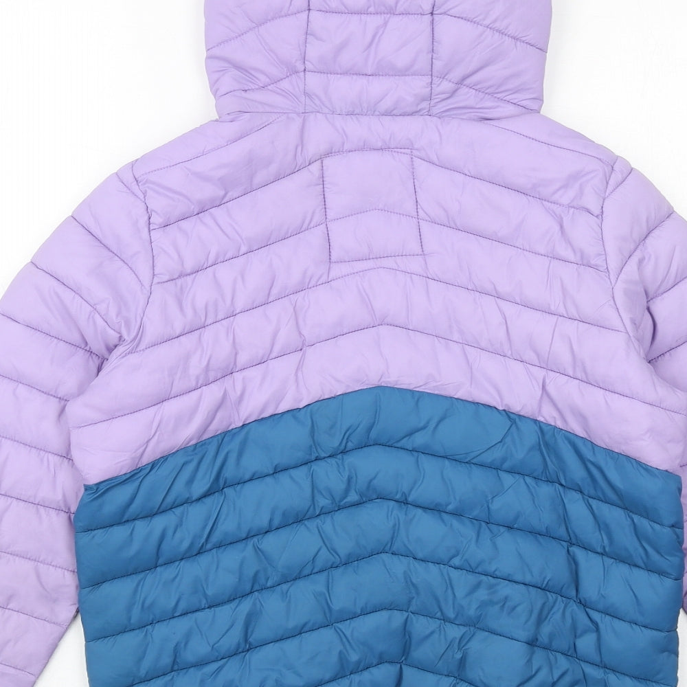Marks and Spencer Girls Purple Colourblock Quilted Jacket Size 11-12 Years Zip