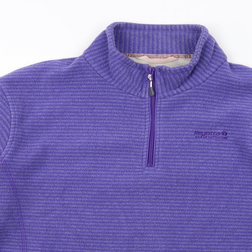Regatta Womens Purple Striped Polyester Pullover Sweatshirt Size 16 Zip