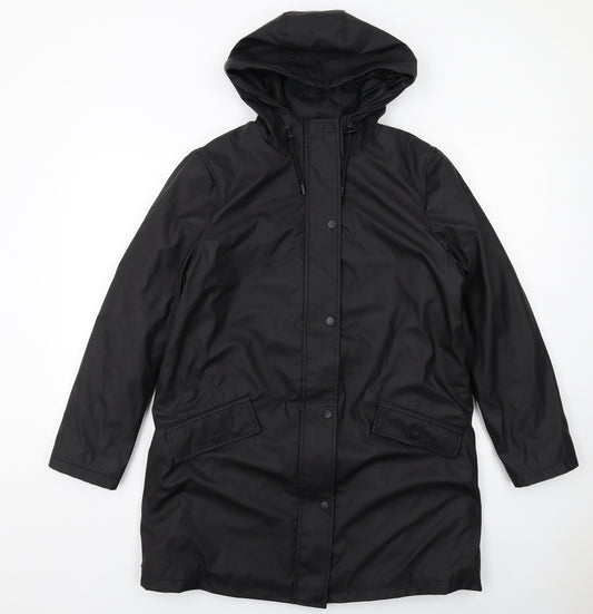 New Look Womens Black Rain Coat Coat Size 12 Zip