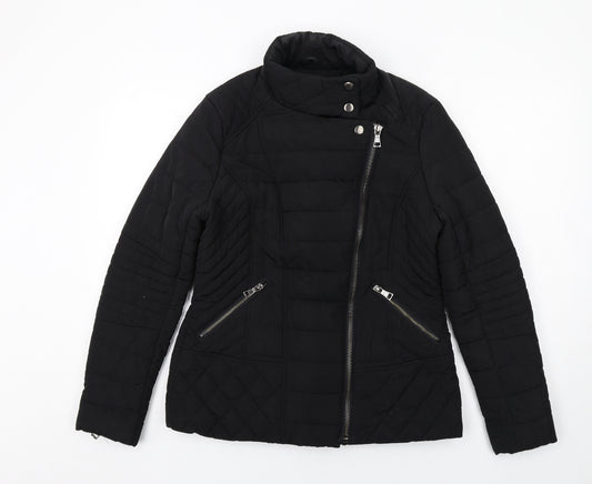 NEXT Womens Black Quilted Jacket Size 12 Zip